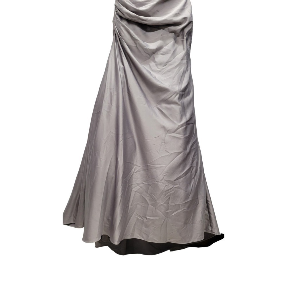 La Femme Off The Shoulder Ruched Satin Trumpet Gown - Picture 5 of 12